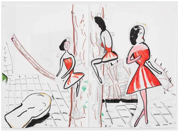 Rose Wylie Study for Red Twink, 2002